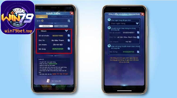 Nạp tiền vào tài khoản Win 79